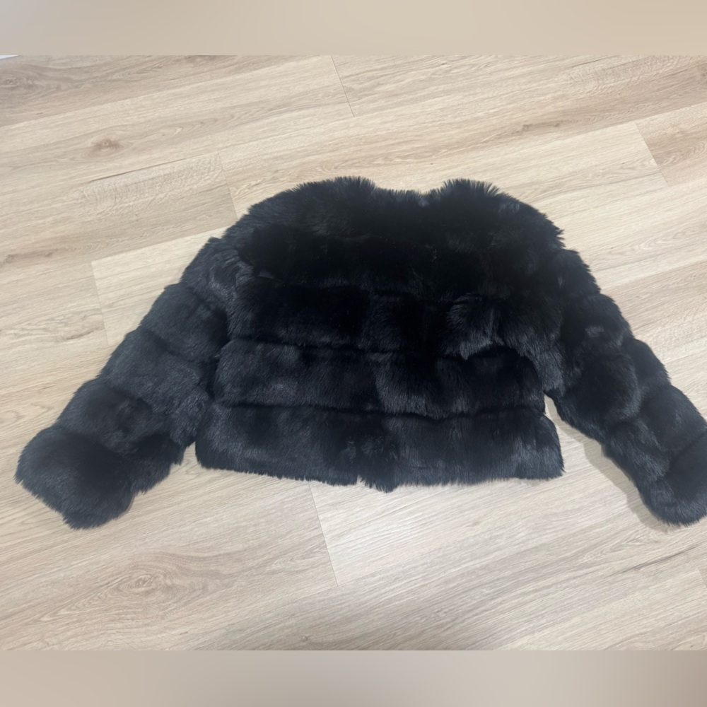 Luxurious Black Faux Fur Jacket